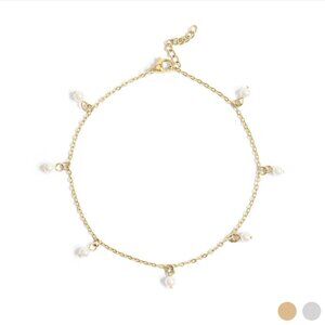 18k Gold PVD Pearl Embellished Anklet - Waterproof, Tarnish-free, Hypoallergenic